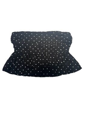 Strapless Black & White Polka Dot Bandeau Tube top Peplum Top Women’s XL (16/18)